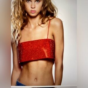 NWT ZARA Rhinestone Top Size M-L